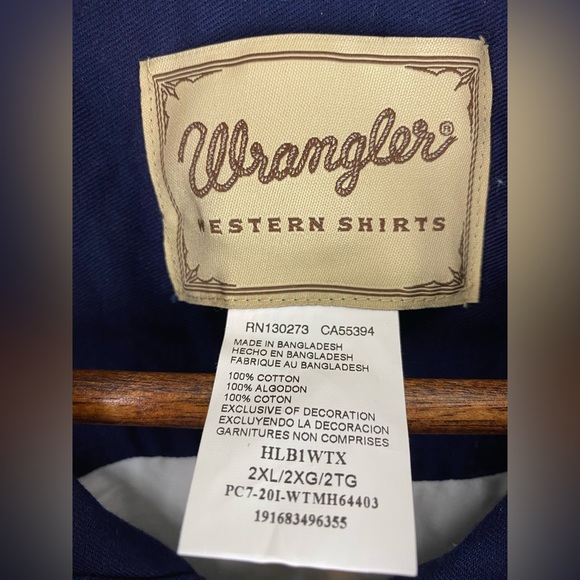 Wrangler size 2XL Men’s Texas Flag Long Sleeve Button Down Western Shirt - Picture 5 of 6